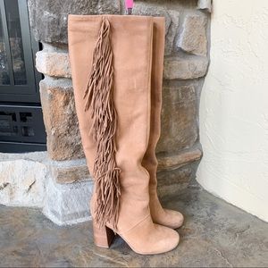 Sam Edelman Soft Leather Fringe Knee High Boots 6